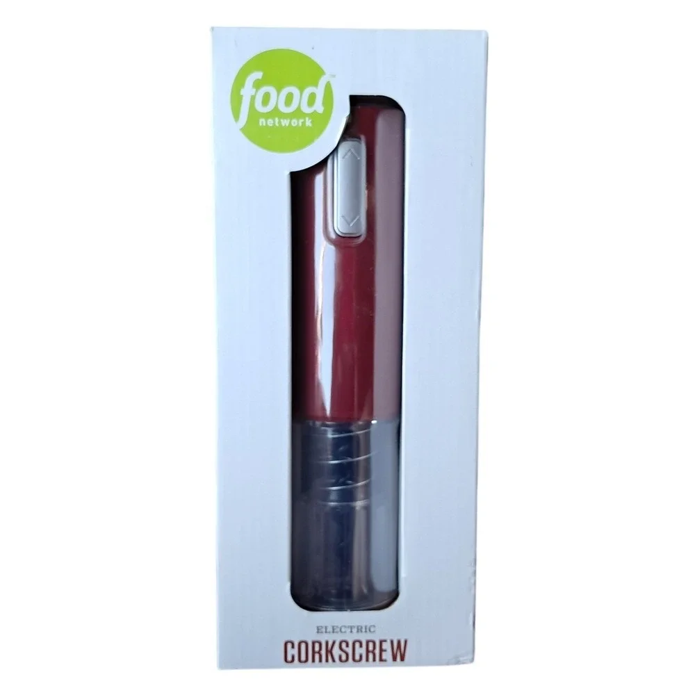 Food Network NEW Electric Corkscrew Red Cordless Wine Opener with Charging Stand